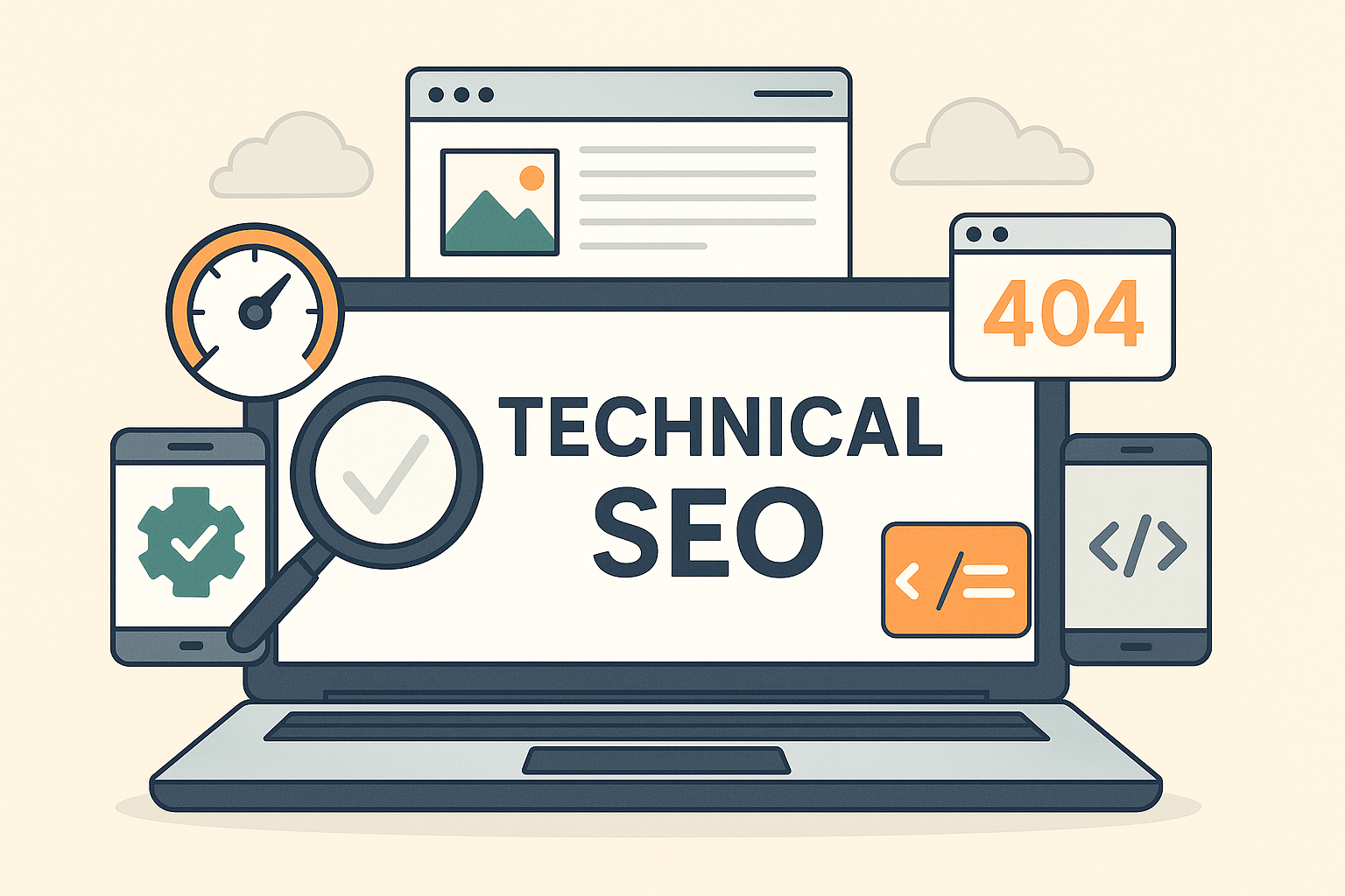 Digital blueprint of a website's technical SEO foundation.